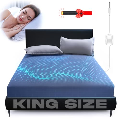 KLIM Grounding Fitted Sheet King Size, Earthing Sheets - Pure Silver Fiber & Organic Cotton - Grounding Cord - Tester Pen Included - 5-Year Assurance (Gray, King - 76"x80"x15) by Klim - Used condition - CA$37.90