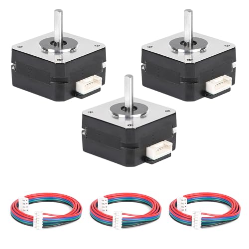 EFUTURETIME 3pcs Nema 17 Schrittmotor 42x23mm, Pancake Motor 3.6V/1A 16Ncm Haltemoment 2 Phase 4 Drähte 1.8 Grad mit 1m Kabel für 3D Drucker Motoren CNC Fräsmaschine Roboterarm Lasergravur