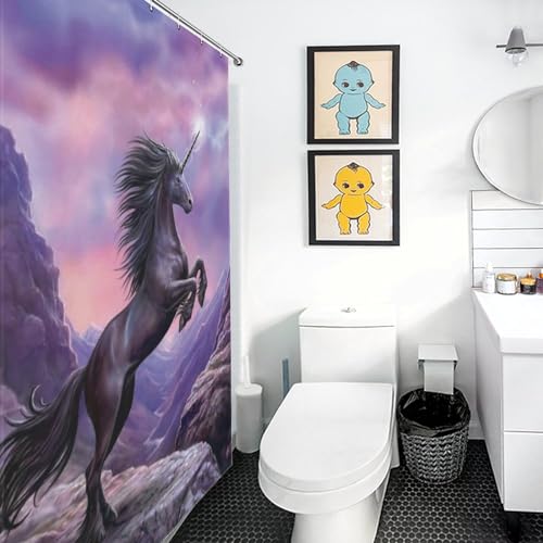 Rideau de douche cheval imperméable polyester avec 12 anneaux