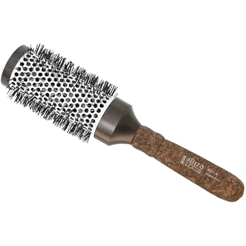 Ibiza Hair Professional Ceramic Round Brush (CC4, 63mm), Carbon Fiber/Nylon Bristles & Ergonomic Cork Handle, Heat Resistant Ionic Hair Brush to Reduce Frizz & Static Electricity, For Body & Volume Cover