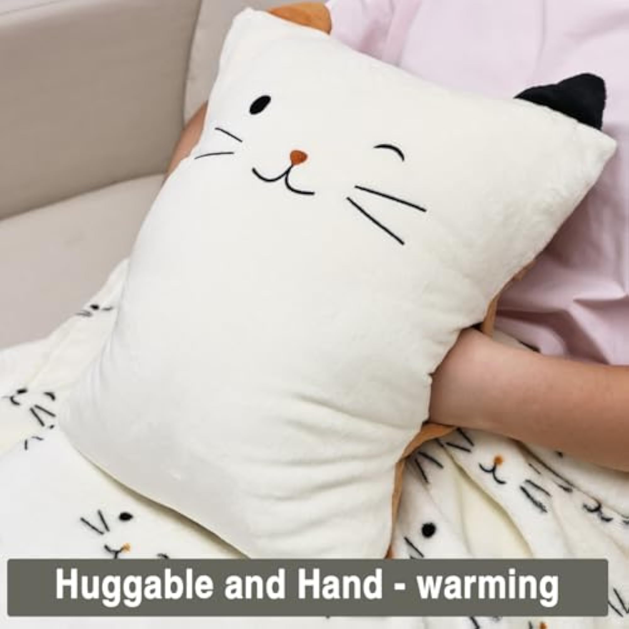 3-in-1 Cat Travel Blanket and Pillow Set for Kids