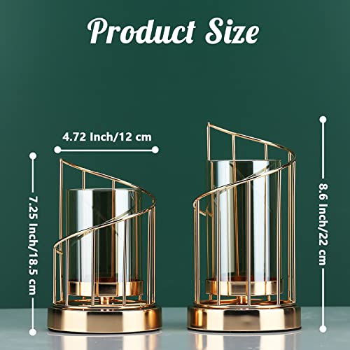Xmgzq Gold Candle Holders For Pillar Candles Geometric Candleholders With Hurricane Cylinder Glass For Wedding Birthday Party Centerpieces - Flower Vase Hurricane Vases For Office Living Room (2 Pcs) #TOP1