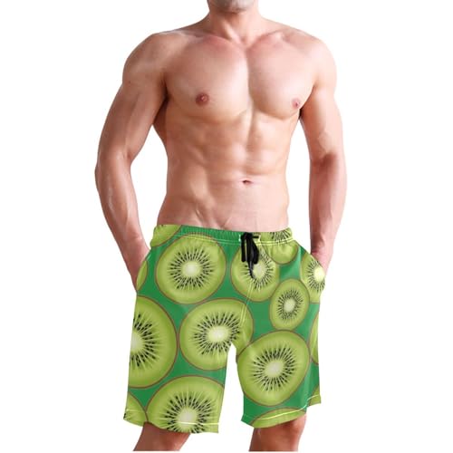 Men's Swim Trunks Quick Dry Swimming Shorts with Pocket Kiwi Fruit Slice Pattern Swimsuit Trunks3