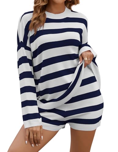 Cnlinkco Womens Striped Pajama Sets 2 Piece Lounge...