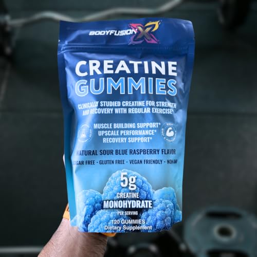 BodyFusion X Creatine Gummies 5g – Sugar Free, Vegan, Non-GMO – Muscle Strength, Recovery & Performance Support – Blue Raspberry Flavor – Anti-Melt Formula – 120 Gummies — view 5