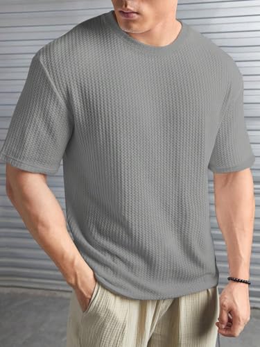Image of Streetwear Dot Waffle Popcorn Round Neck Cotton Tshirt for Men