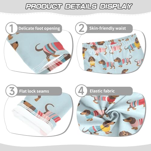 senya Girls Printed Leggings Yoga Pants Happy Dachshund Dogs Pattern for Kids in 4t to 10 Years, 4T3