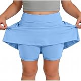 Generisch Produktkategorie Girls Dresses – Sportliches Skort mit Shorts Taschen bequemem Stretchstoff ideal für Tennis Cheerleading Freizeit (Sky Blue, 7-8 Years)