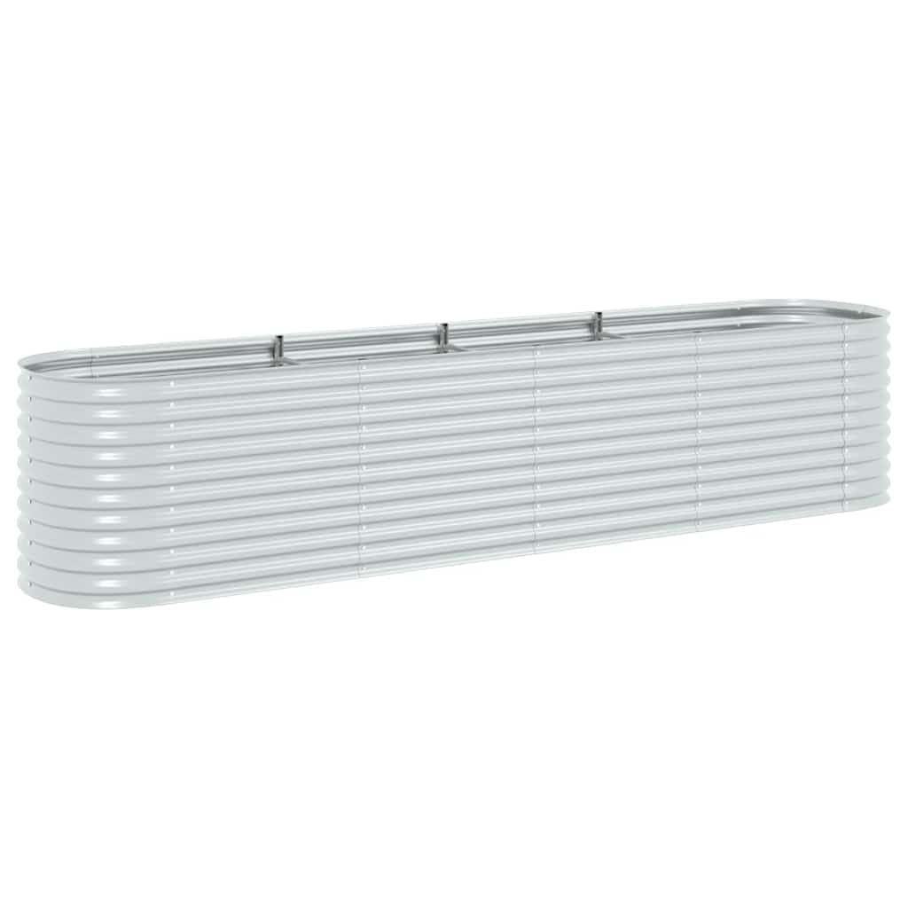 vidaXL Galvanised Steel Raised Garden Bed-400x80x81cm Oval Silver Planter for Outdoor Plants, Vegetables, and Herbs