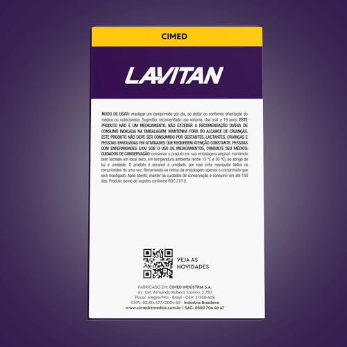 Suplemento Alimentar Melatonina 0.21mg Morango, Branco, Lavitan, 150 cápsulas