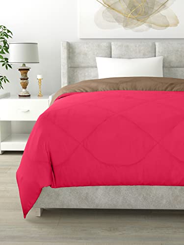 Image of Clasiko Reversible Single Bed Comforter; 60x90 Inches; 200GSM; Pink & Taupe