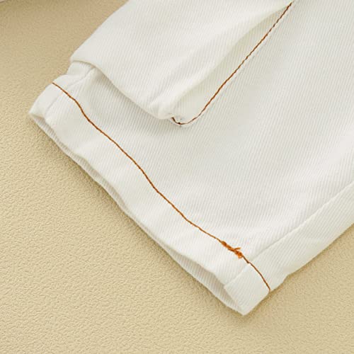 Toddler Baby Boys Cargo Jeans Pull On Cropped Pants Loose Elastic Waist Trouser Washed Distressed Denim Pants4