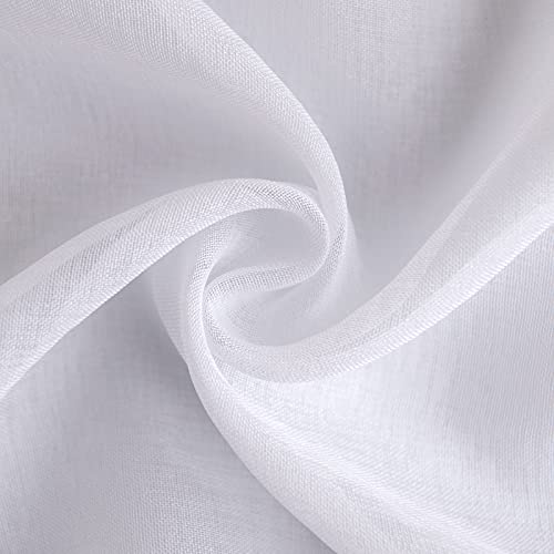 Miniatura 4 de Woaboy Cortinas Salon Modernas Blancas 2 Piezas 140x245cm Cortinas Para Ventana Dormitorio Visillos Translúcida Poliéster Con Anillas