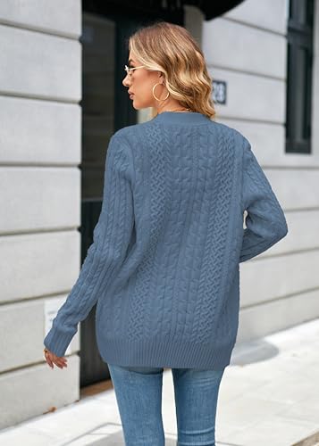 Image of Womens Cardigan Sweaters Cable Knit Sweater 2026 Fall Winter Chunky Open Front Button Down Coats with Pockets