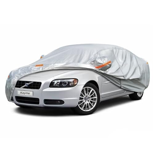Kayme Sedan Car Cover Fit for Volvo C70 (2005-2013) Automobiles All Weather Waterproof, Outdoor Cover Sun Rain Protection, with Lock and Zipper Door.S
