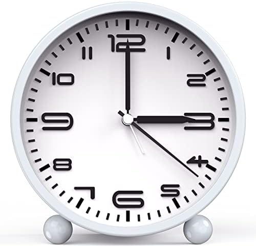 ORIA Silent Alarm Clock, No Ticking Mini Bedside Clocks, Luminous Large Display, Battery Operated, Night Light & Snooze Function, for Bedroom, Office, Travel