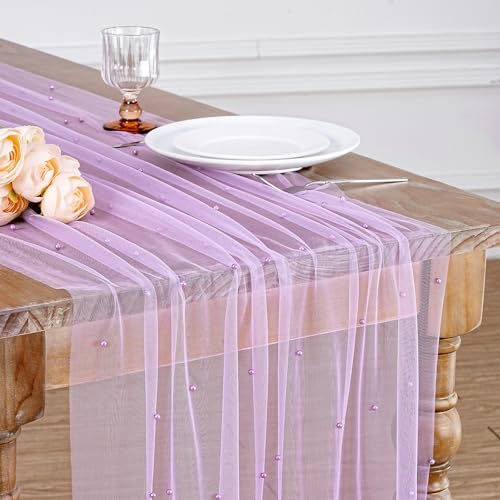 Pearl Tulle Table Runner Fabric 10ft Wedding Veil Seasonal Decorations
