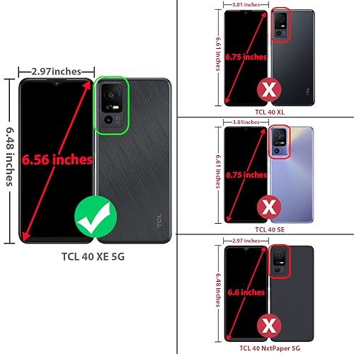 TJS Compatible for TCL 40 XE 5G Case, with Tempered Glass Screen Protector, Magnetic Support Hybrid Shockproof Metallic Brush Finish Phone Case for TCL 40XE 5G (Silver)