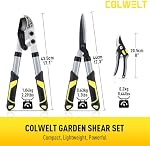 Colwelt Loppers Hedge Ensemble de cisailles de jardin 3Pcs, Compact 43cm Envil Branch Cutter & Clippers à haies & Ciseaux de jardin, Pousses Outils de jardinage pour le triage (ensemble pour la plupart des tailles légères à modérées)