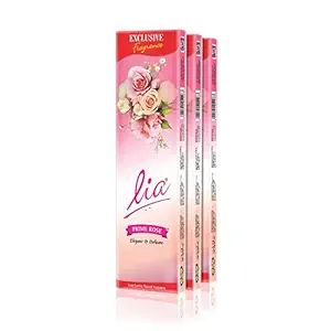 Cycle Pure Lia Prime Rose Agarbatti with The Fragrance of Rose for Daily Puja, Festive Occasions, Meditation, Yoga - Pack of 3 (235 g per Pack)