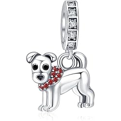 Annmors Charms Abalorios Colgante Cuentas Plata Ley 925 Cute Dog con Circonita Cúbica Compatible Europeo Pulsera Collar,Navidad,San Valentín,día de la madre,regalo para mujeres y niñas
