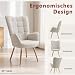 MEUBLE Cosy Sessel Relaxsessel Lehnstühle Polstersessel Einzelsofa mit Holzbein Ohrensessel für Wohnzimmer Schlafzimmer Büro Vanity, Stoff, Beige