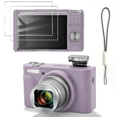Funda de silicona para Canon PowerShot SX740/SX730 HS con protector de pantalla y correa miniatura 1