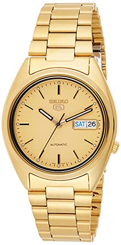 Seiko Men s SNXL72 Seiko 5 Automatic Gold-Tone Stainless Steel Bracelet Watch with Patterned Dial