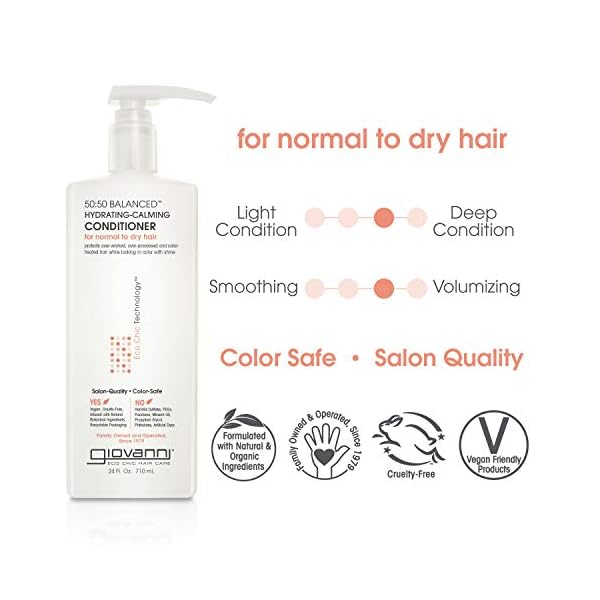 GIOVANNI-5050-Balanced-Hydrating-Calming-Conditioner-24-oz-Leaves-Hair-pH-Balanced-Ideal-for-Over-Processed-Environmentally-Stressed-Hair-No-Parabens-Color-Safe-Sulfate-Free-Pack-of-1 GIOVANNI ECO CHIC 50:50 Balanced Hydrating Calming Conditioner - Leaves Hair pH Balanced, Ideal for Over-Processed, Environmentally Stressed Hair, No Parabens, Color Safe, Sulfate Free - 24 oz