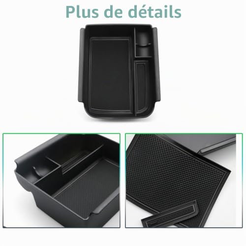 GAFAT Compatible avec VW Golf 8 8.5 MK8 GTI GTE GTD Alltrack R Variant 2020-2025 2026 Boîte de Rangement Console Centrale, Golf 8.5 Accoudoir Organiseur, Boîte à Gants, Golf 8 Accessoires (Noir) – vue 6