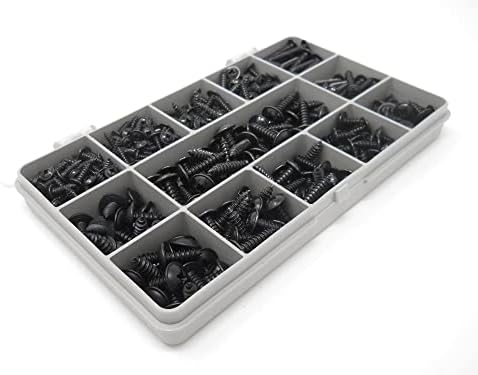 340 Assorted Black Flange Posi Self Tapping/Trim Screw | BS4174 | No.4, No.6, No.8 and No.10 | Black Oxide Plated Steel