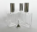 chanel flakon leer  Eckige Flakon, Kosmetex Glas, leer 50 ml mit silber Zerstäuber Einheit, 3x Silber +Trichter