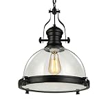 NIUYAO Industrial Nautical 15" Wide Glass Pendant Light Retro Clear Ceiling Lighting Chandelier Hang