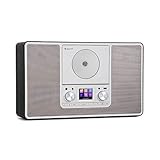 Auna Reproductor de CD Player Dab Portátil, Radio FM/Dab/Dab+ con Bluetooth + AUX Estéreo, Discman Pantalla TFT, Mando, Reloj Despertador, MP3 y Streaming, Radio CD Casa, Dab Alimentación por Cable