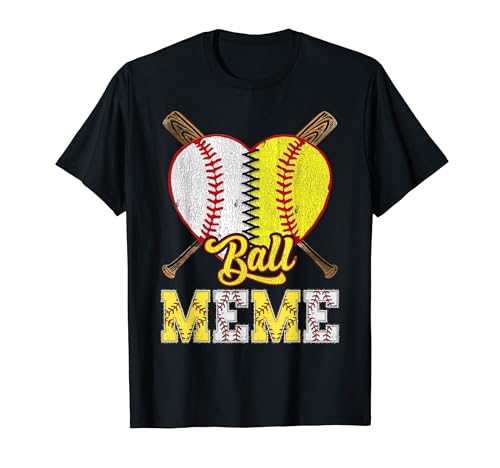 Meme Of Both Ball Meme Half Baseball Softball T-Shirt