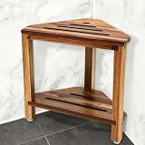 IBosins Corner Shower Stool for Shaving Legs Small Bench with Storage Shelf