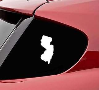 Slap-Art New Jersey NJ State Shape Vinyl Decal Sticker (White)
