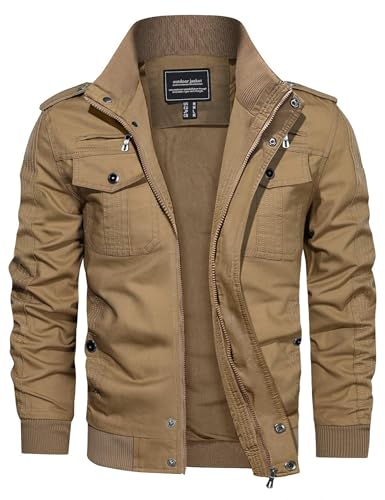 Check out this CRYSULLY Men's Spring Fall Windproof Coat Cargo Cotton Utility Full Zip Military Jackets from Amazon!