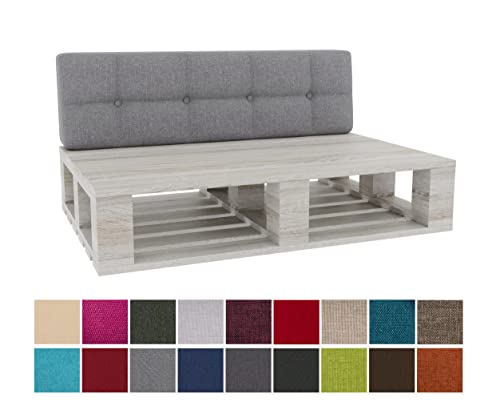 Gutekissen® Cojines para paletas Cojines Acolchados con Botones, Cojines para paletas Cojín de Asiento Cojín de Respaldo PFG Acolchado (Respaldo 120x50, Gris) - imagen 2