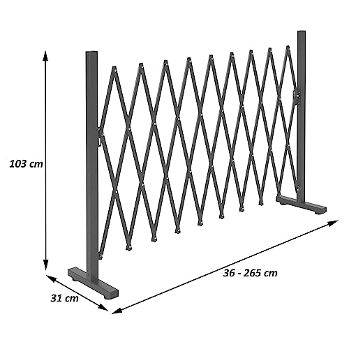 Alu Absperrgitter HWC-K56, Scherengitter Schutzgitter Zaun, ausziehbar schwenkbar Stahl 103x36-265x31cm, braun
