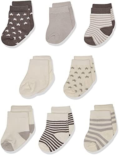 Touched by Nature Baby Organic Cotton Socks, Charcoal Stars, 0-6 Months