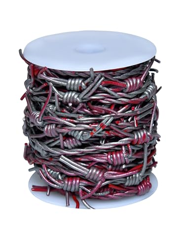 Cords Essentials Artificial Barbed Wire Ribbon of Leather, Blood Gray