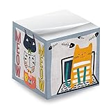 Whimsical Cats Sticky Note Cube / 600 Sheets / 2.75" Memo Block Printed on 4 Sides/Different Feline Design On Each Side/Cat Lover Note Cube