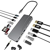 【Multi-Monitor-Display】 Der HDMI-Anschluss und der DisplayPort unterstützen beide ein Single-Monitor-Display mit bis zu 4K bei 30 Hz. Stellen Sie gleichzeitig eine Verbindung zu beiden her, um kristallklares Streaming oder Spiegeln über 2 Displays mit bis zu 1920 x 1080 @ 60 Hz zu genießen. Für Mac-Systeme werden nur der Spiegelmodus und der Nicht-Spiegelmodus unterstützt. Der Nicht-Spiegel-Modus bedeutet, dass die drei externen Monitore identisch sind, sich jedoch vom Laptop unterscheiden.