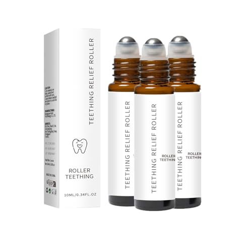 Natural Teething Relief Roller for Babies - Soothing Teething Oil Roller for Gum Pain Relief - Calming Sleep Aid with Natural Ingredients - Easy Application on Gums or Feet - 10ml Glass Bottle (30ml)