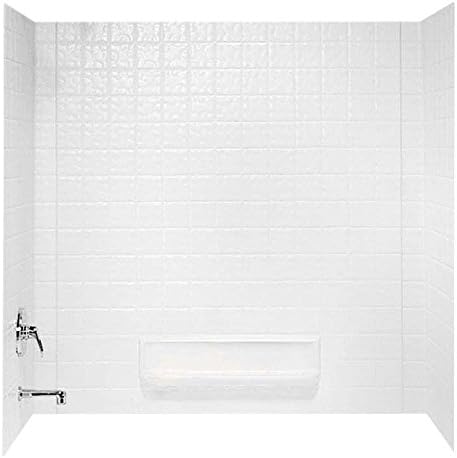 Swanstone TI30000.010 Veritek Glue-Up 3 Panel Bathtub Wall Kit, 30-in L X 60-in H X 59.625-in H, White