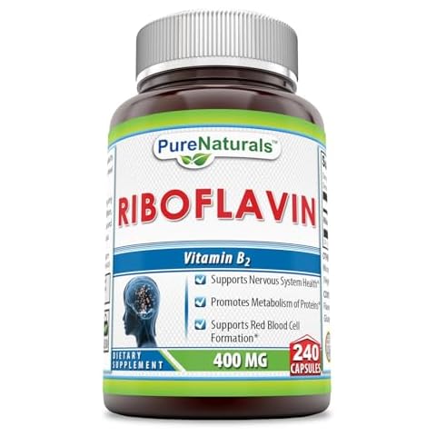 Pure Naturals Riboflavin 400 Mg 240 Capsules, Supports Nervous System Health, Promotes Metabolism of Proteins, Supports Red Blood Cell Formation Cover