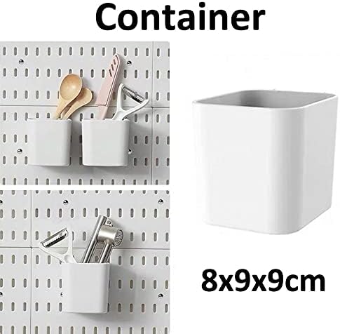 Gexmile Container for Pegboard Wall Organiser White Plastic Pegboards Accessories Home and Office Storage Kitchen Organization Wall Hanging Combination Rack 8x9x9cm