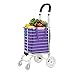 Household Products Carrello della Spesa Pieghevole in Alluminio, Carrello per Scale a Sbalzo per La Spesa con Ruote Girevoli e Borsa in Tela Rimovibile Impermeabile (Viola)