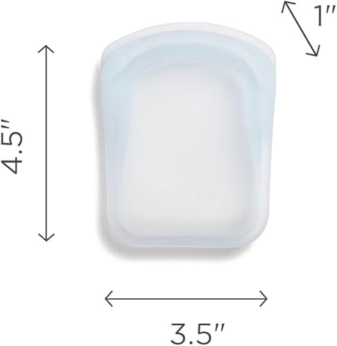 Miniatura 5 de Stasher Paquete de 2 bolsillos reutilizables de silicona prémium para almacenamiento de alimentos, transparente y profundo océano, bolsas de